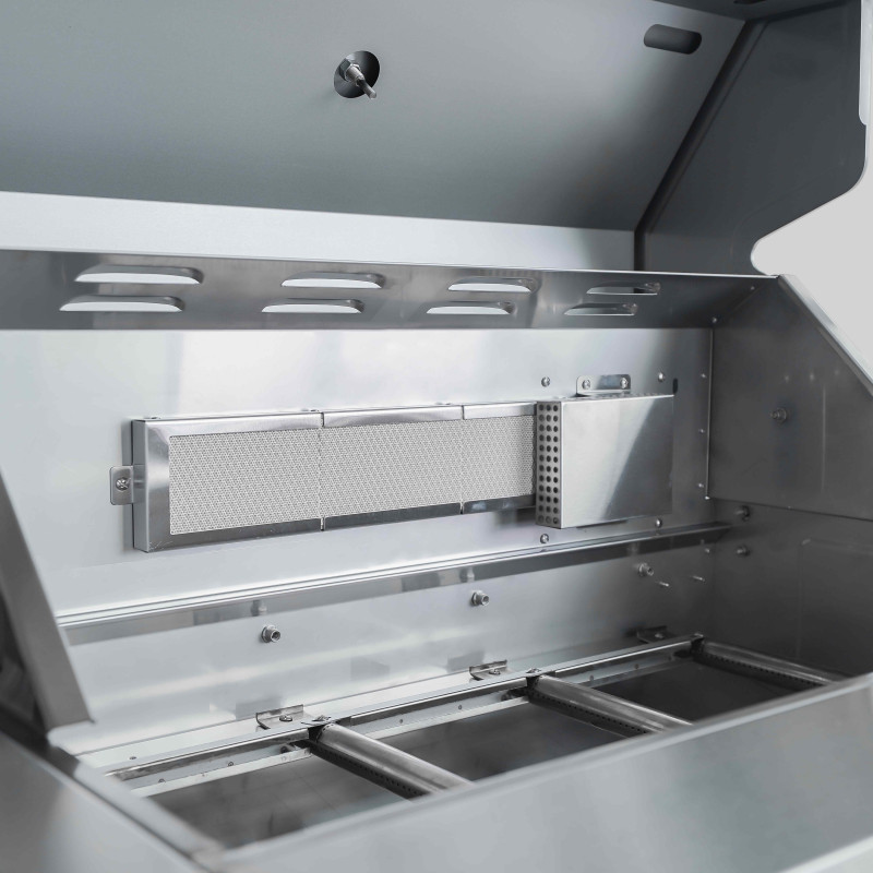 Cuisine extérieure en métal avec four à pizza, gazinière, barbecue et rangements - 3 modules – Image 4