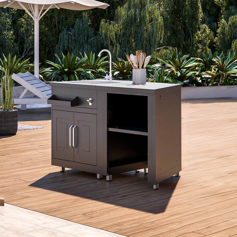Cuisine extérieure en métal avec évier et rangements - 2 modules – Image 2