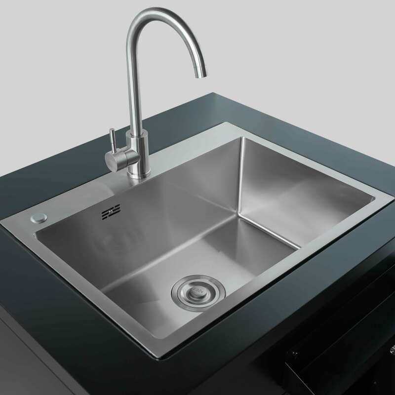 Cuisine extérieure en métal avec évier et rangements - 2 modules – Image 4