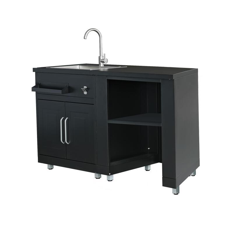 Cuisine extérieure en métal avec évier et rangements - 2 modules