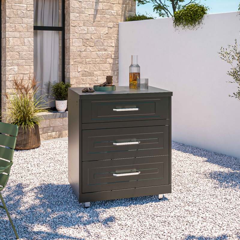 Cuisine extérieure en métal avec barbecue et rangements - 3 modules – Image 4