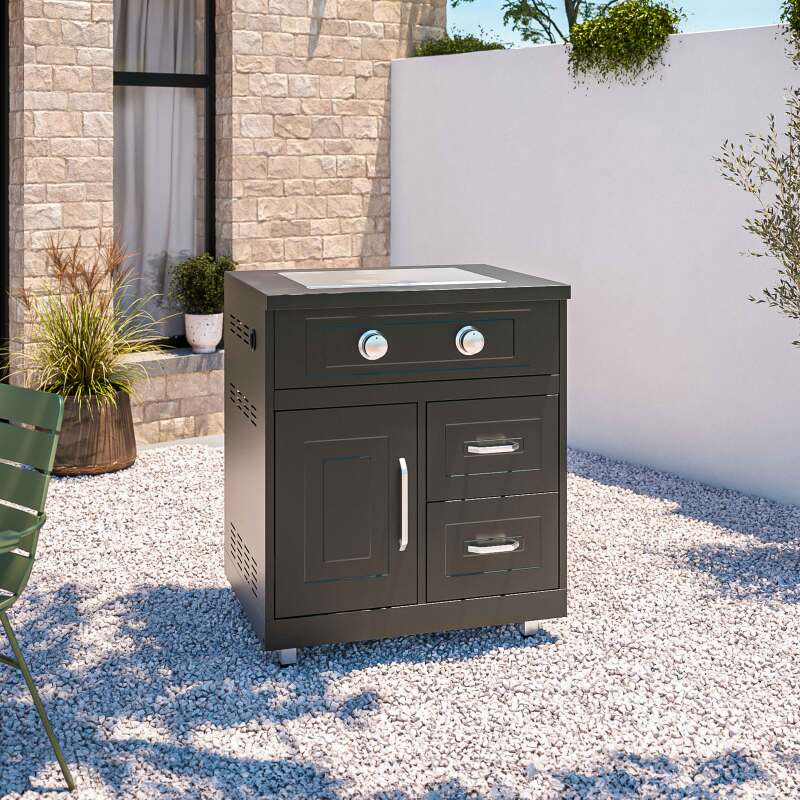 Cuisine extérieure en métal avec évier, gazinière, barbecue et rangements - 5 modules – Image 5