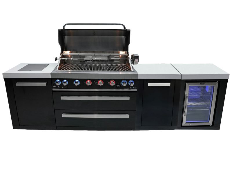 Cuisine extérieure Mont Alpi à 6 brûleurs avec réfrigérateur, brûleur latéral infrarouge et kit rôtisserie – Image 2